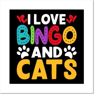 I Love Bingo And Cats T shirt For Women Posters and Art